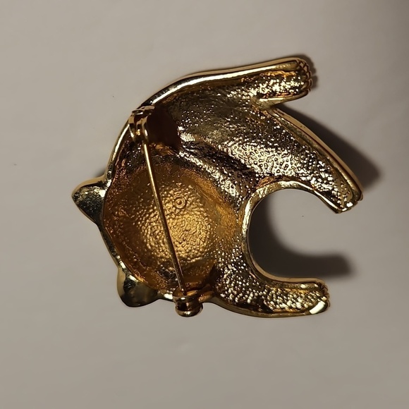 Enamel Panda Bear with Green Body & Clear & Red Rhinestone Eyes Brooch - Picture 6 of 6